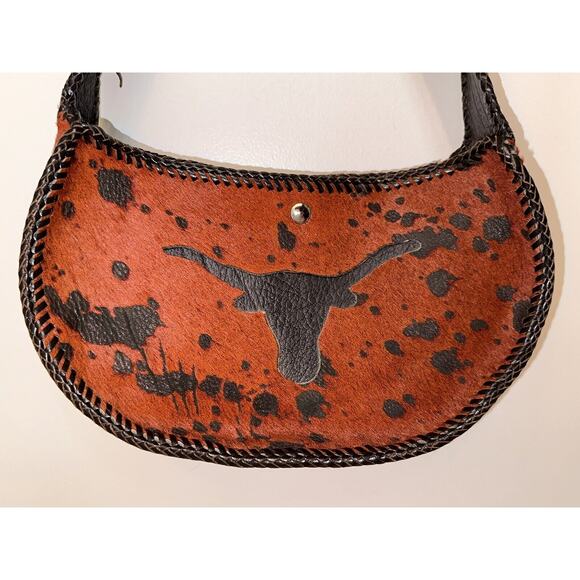 NEW Handmade Dyed Cowhide Leather Cossbody Purse Steer Cow Western Texas Univ - Picture 13 of 14